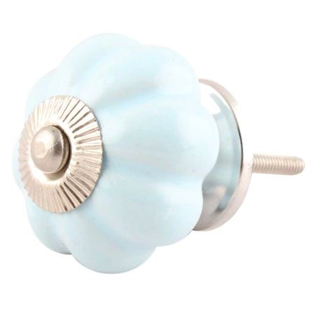 Solid Sky Blue Ceramic Melon Knob